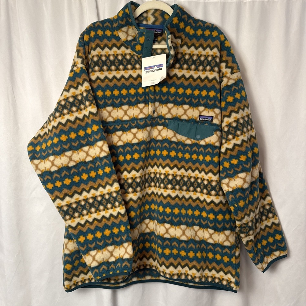 Patagonia Synchilla Snap-T Fleece Mens Size 2XL Cliff Arbor Green Aztec